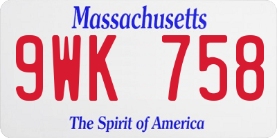 MA license plate 9WK758