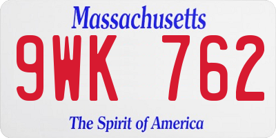 MA license plate 9WK762