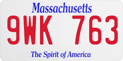 MA license plate 9WK763