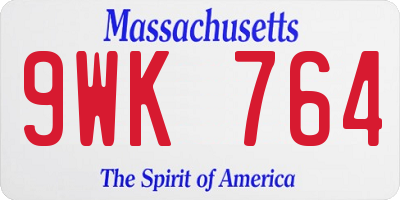 MA license plate 9WK764