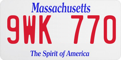 MA license plate 9WK770