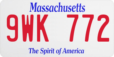 MA license plate 9WK772
