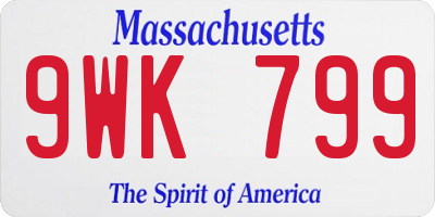 MA license plate 9WK799