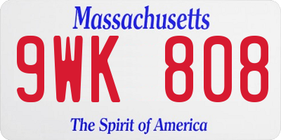 MA license plate 9WK808