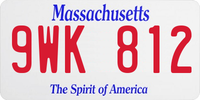 MA license plate 9WK812