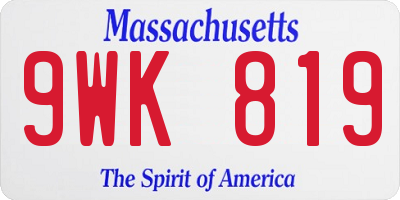 MA license plate 9WK819
