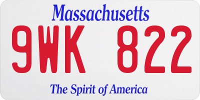 MA license plate 9WK822