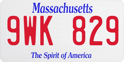 MA license plate 9WK829