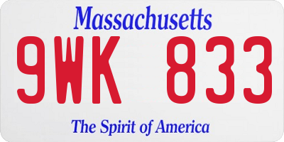 MA license plate 9WK833