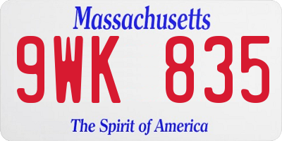 MA license plate 9WK835