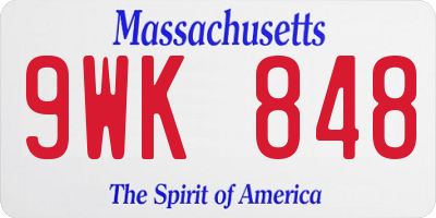 MA license plate 9WK848