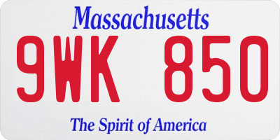 MA license plate 9WK850