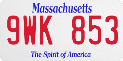 MA license plate 9WK853