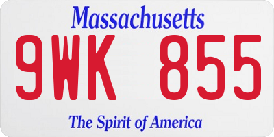 MA license plate 9WK855