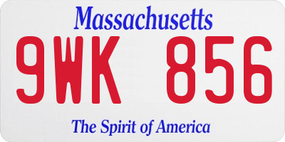 MA license plate 9WK856