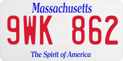 MA license plate 9WK862