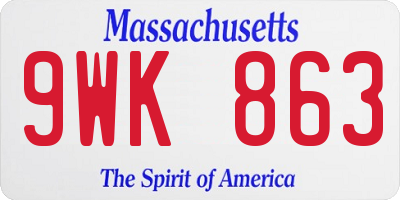 MA license plate 9WK863