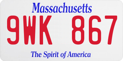 MA license plate 9WK867