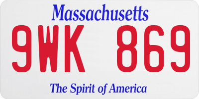 MA license plate 9WK869