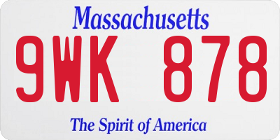 MA license plate 9WK878
