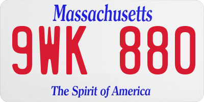 MA license plate 9WK880