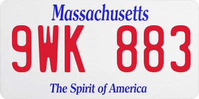 MA license plate 9WK883