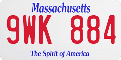 MA license plate 9WK884