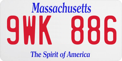 MA license plate 9WK886