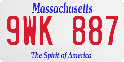 MA license plate 9WK887