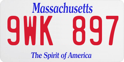 MA license plate 9WK897