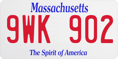 MA license plate 9WK902