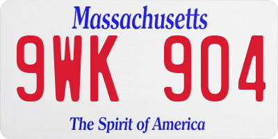 MA license plate 9WK904