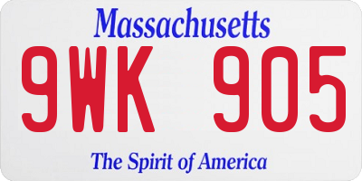MA license plate 9WK905