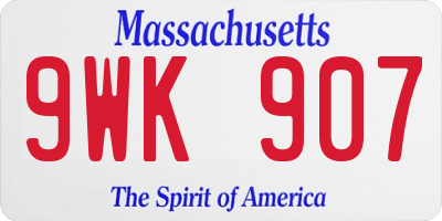 MA license plate 9WK907