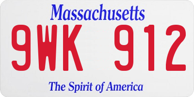 MA license plate 9WK912