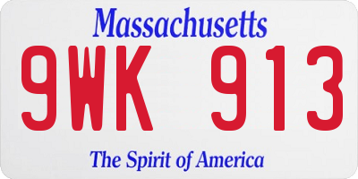 MA license plate 9WK913
