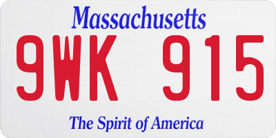 MA license plate 9WK915
