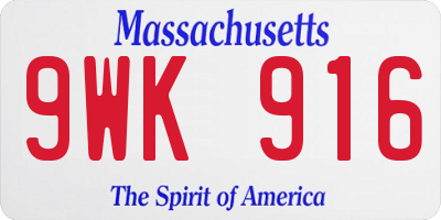 MA license plate 9WK916
