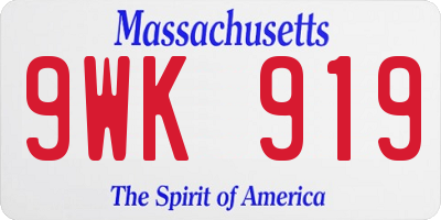 MA license plate 9WK919