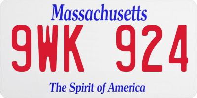 MA license plate 9WK924