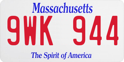 MA license plate 9WK944