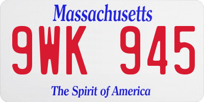MA license plate 9WK945
