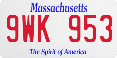 MA license plate 9WK953