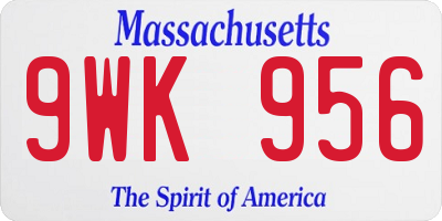 MA license plate 9WK956