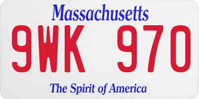 MA license plate 9WK970