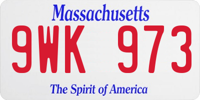 MA license plate 9WK973