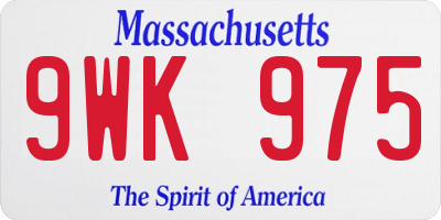 MA license plate 9WK975