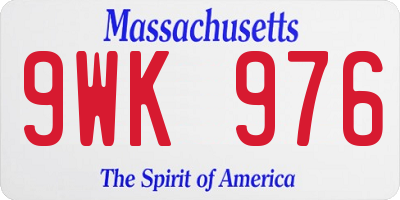 MA license plate 9WK976
