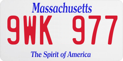 MA license plate 9WK977