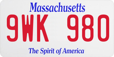 MA license plate 9WK980